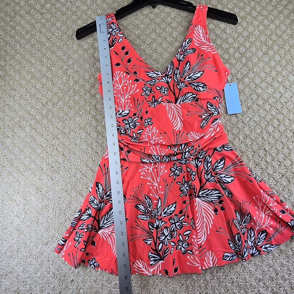 Yonique Swim Dress One Piece Swimsuit Women's Medium Coral Floral NWT - Picture 4 of 9